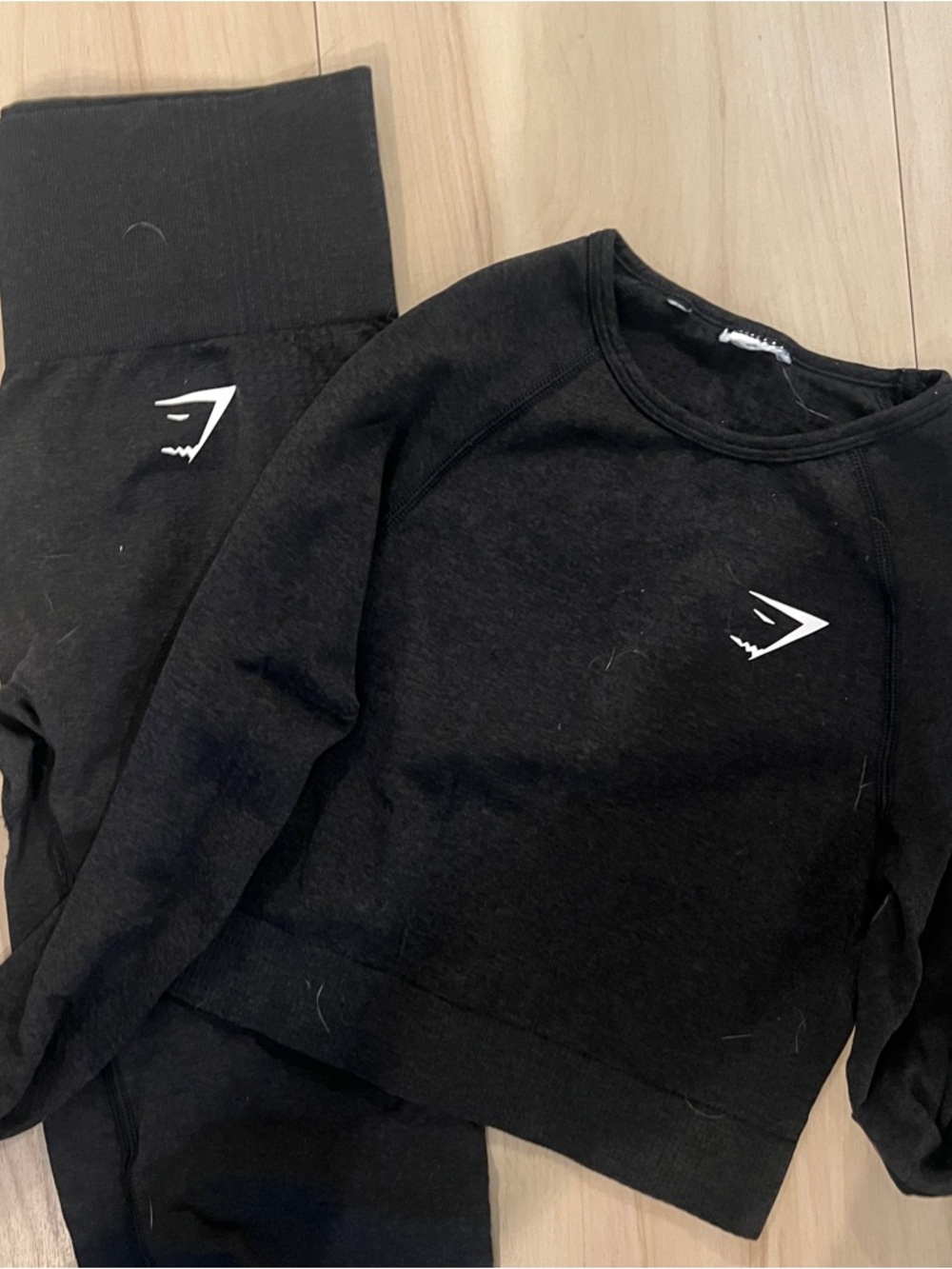 Gymshark Black Logo Long Sleeve Top and Leggings Set